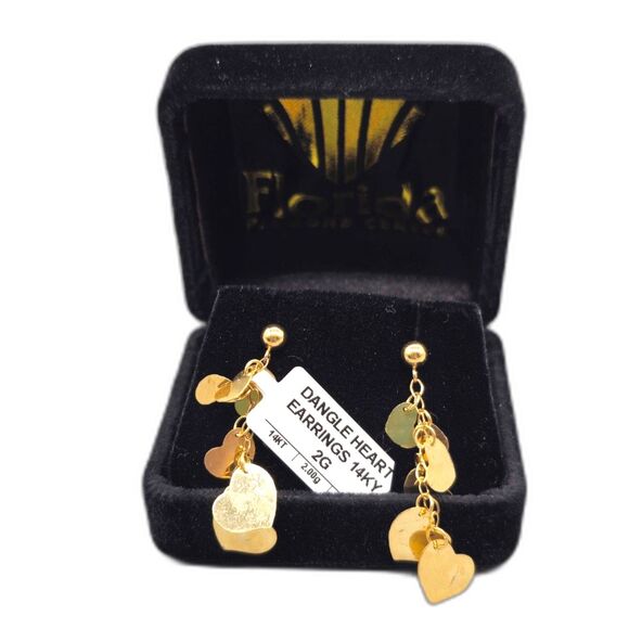 14KT YELLOW GOLD 2.00G DANGLE HEART EARRING SET (153464-15)